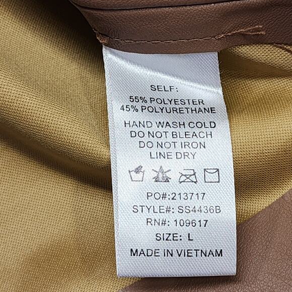 Shinestar Skirt Womens M Brown Faux Leather Mini A-Line Stretch Festival Baddie - Picture 4 of 8